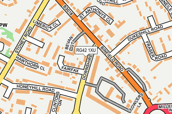 RG42 1XU map - OS OpenMap – Local (Ordnance Survey)