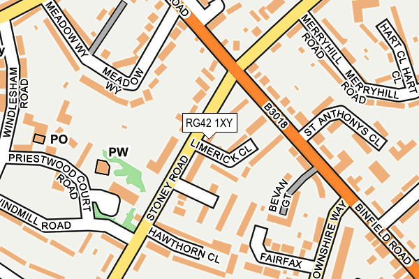 RG42 1XY map - OS OpenMap – Local (Ordnance Survey)