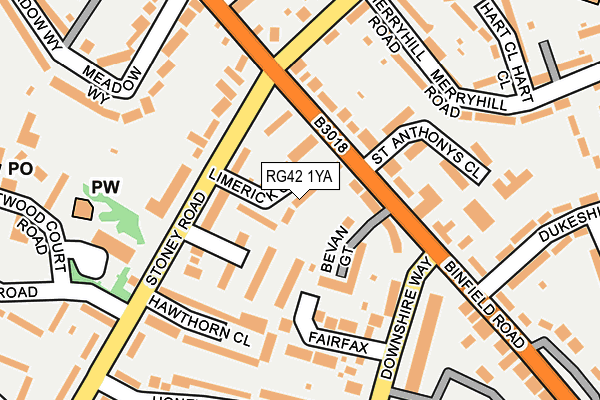 RG42 1YA map - OS OpenMap – Local (Ordnance Survey)