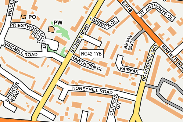 RG42 1YB map - OS OpenMap – Local (Ordnance Survey)