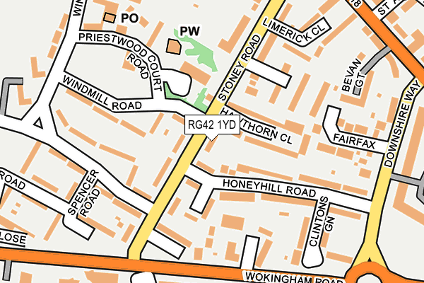 RG42 1YD map - OS OpenMap – Local (Ordnance Survey)