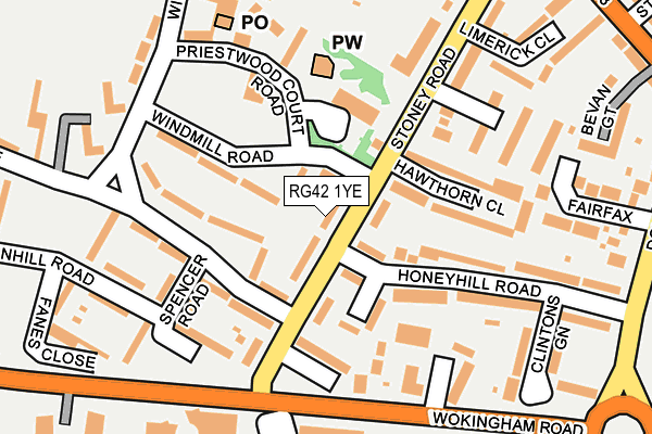 RG42 1YE map - OS OpenMap – Local (Ordnance Survey)