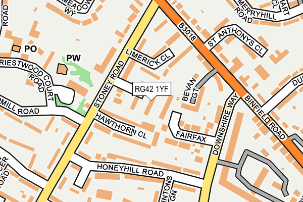 RG42 1YF map - OS OpenMap – Local (Ordnance Survey)