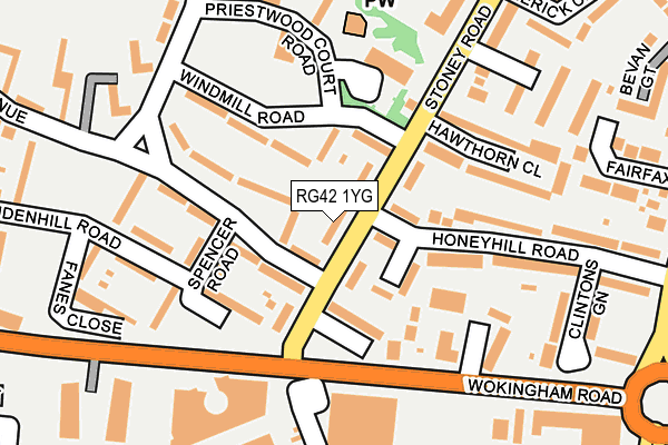 RG42 1YG map - OS OpenMap – Local (Ordnance Survey)