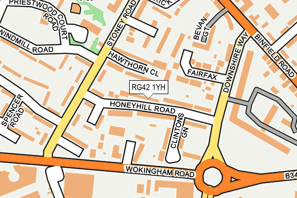 RG42 1YH map - OS OpenMap – Local (Ordnance Survey)