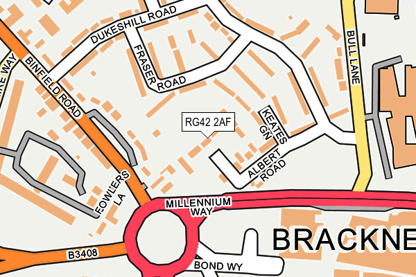 RG42 2AF map - OS OpenMap – Local (Ordnance Survey)