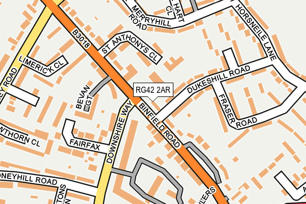 RG42 2AR map - OS OpenMap – Local (Ordnance Survey)