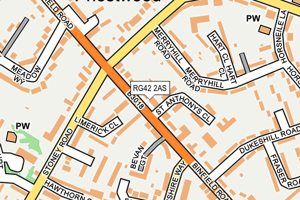 RG42 2AS map - OS OpenMap – Local (Ordnance Survey)