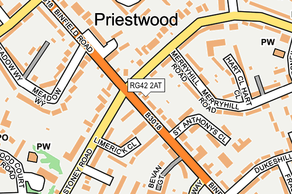 RG42 2AT map - OS OpenMap – Local (Ordnance Survey)