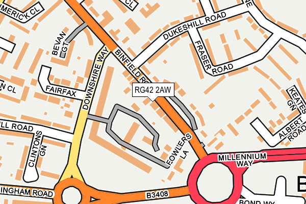 RG42 2AW map - OS OpenMap – Local (Ordnance Survey)