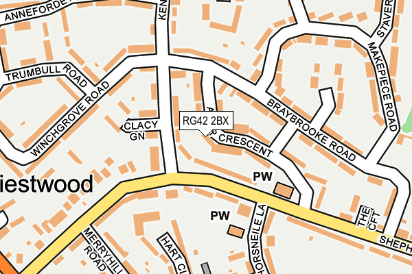 RG42 2BX map - OS OpenMap – Local (Ordnance Survey)