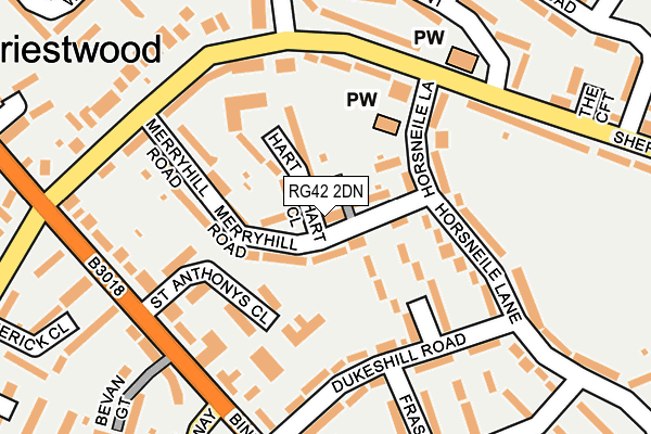 RG42 2DN map - OS OpenMap – Local (Ordnance Survey)