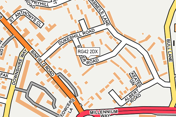 RG42 2DX map - OS OpenMap – Local (Ordnance Survey)