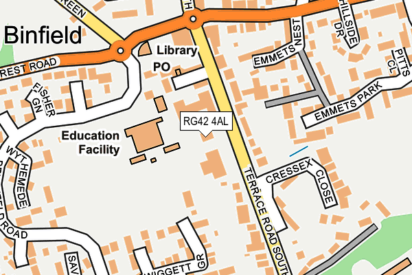 RG42 4AL map - OS OpenMap – Local (Ordnance Survey)