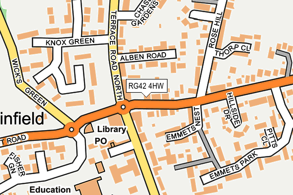 RG42 4HW map - OS OpenMap – Local (Ordnance Survey)