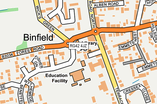 RG42 4JZ map - OS OpenMap – Local (Ordnance Survey)