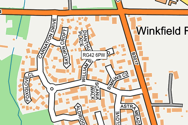 RG42 6PW map - OS OpenMap – Local (Ordnance Survey)