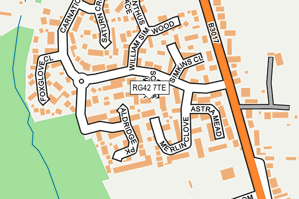 RG42 7TE map - OS OpenMap – Local (Ordnance Survey)