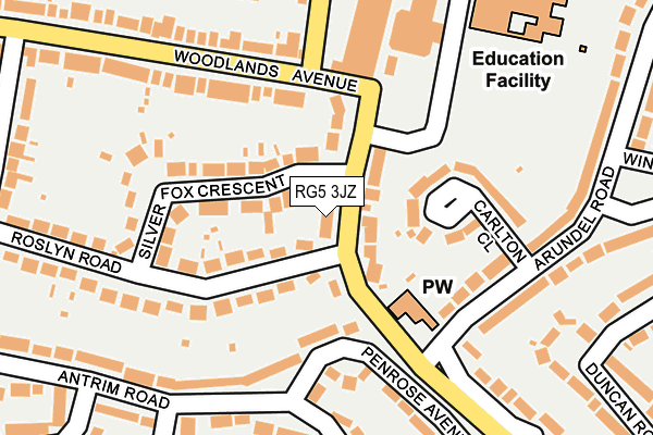 RG5 3JZ map - OS OpenMap – Local (Ordnance Survey)
