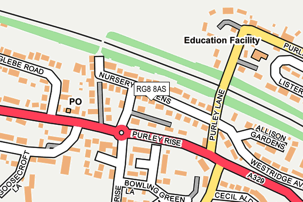 RG8 8AS map - OS OpenMap – Local (Ordnance Survey)