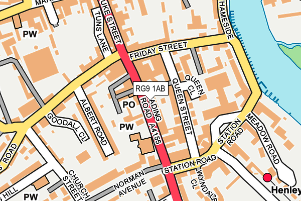 RG9 1AB map - OS OpenMap – Local (Ordnance Survey)