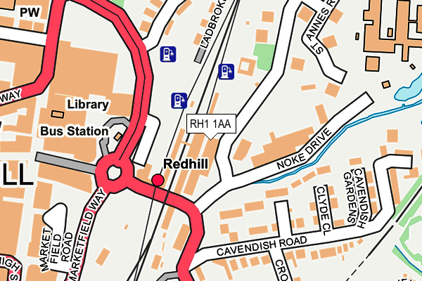 RH1 1AA map - OS OpenMap – Local (Ordnance Survey)