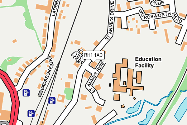 RH1 1AD map - OS OpenMap – Local (Ordnance Survey)