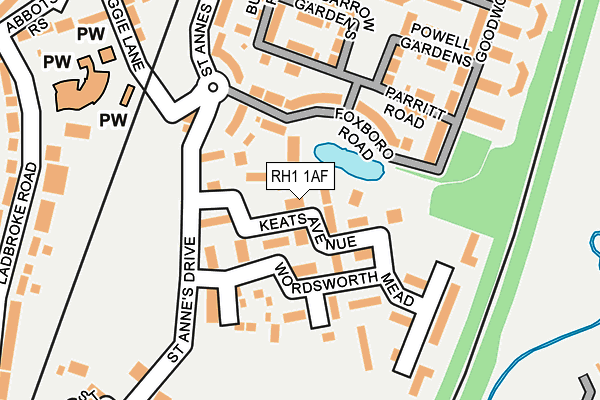 RH1 1AF map - OS OpenMap – Local (Ordnance Survey)