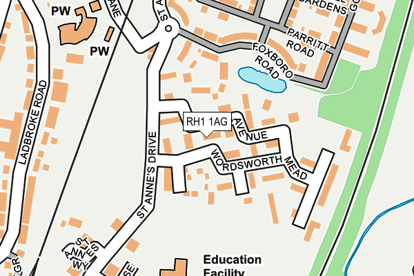 RH1 1AG map - OS OpenMap – Local (Ordnance Survey)