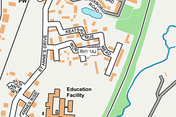 RH1 1AJ map - OS OpenMap – Local (Ordnance Survey)