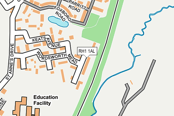 RH1 1AL map - OS OpenMap – Local (Ordnance Survey)