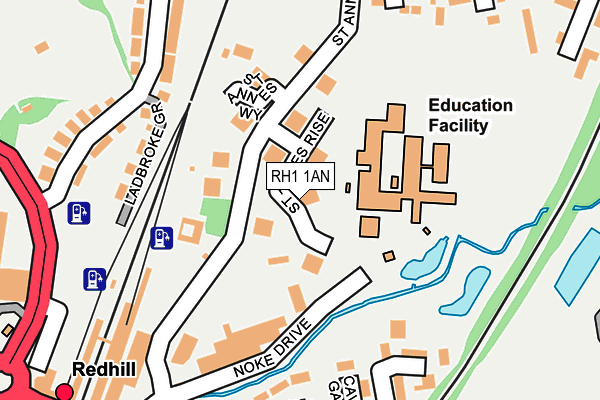 RH1 1AN map - OS OpenMap – Local (Ordnance Survey)