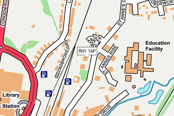 RH1 1AP map - OS OpenMap – Local (Ordnance Survey)