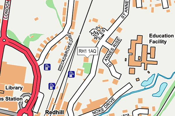 RH1 1AQ map - OS OpenMap – Local (Ordnance Survey)