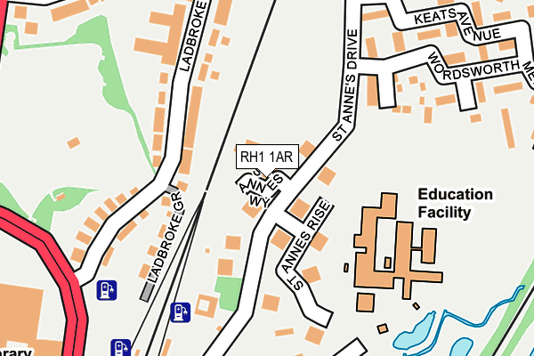 RH1 1AR map - OS OpenMap – Local (Ordnance Survey)