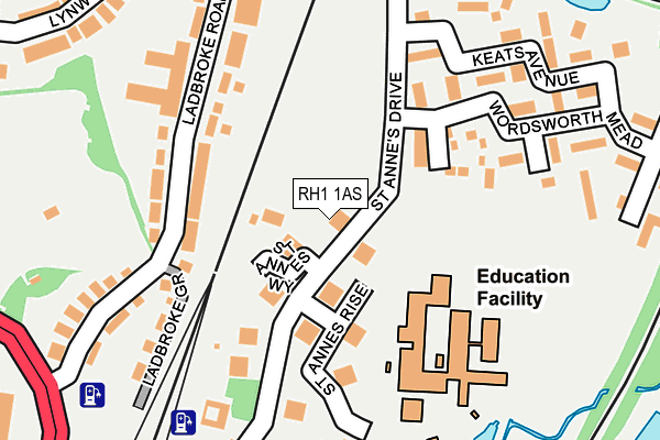 RH1 1AS map - OS OpenMap – Local (Ordnance Survey)