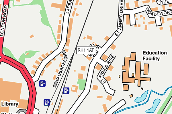 RH1 1AT map - OS OpenMap – Local (Ordnance Survey)