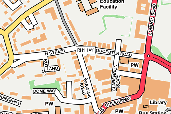 RH1 1AY map - OS OpenMap – Local (Ordnance Survey)