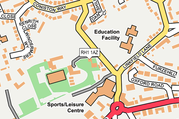 RH1 1AZ map - OS OpenMap – Local (Ordnance Survey)