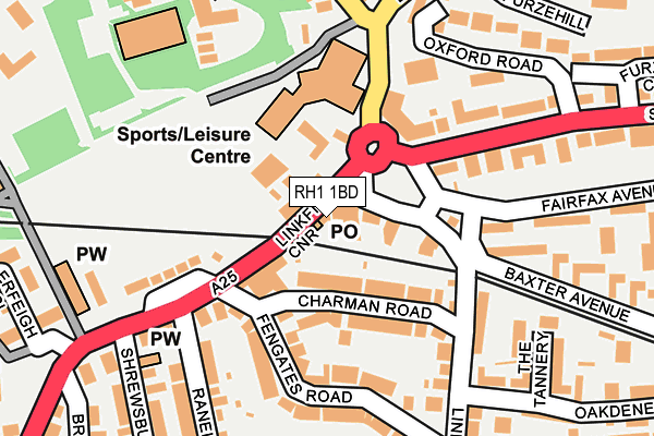 RH1 1BD map - OS OpenMap – Local (Ordnance Survey)