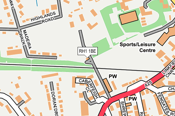 RH1 1BE map - OS OpenMap – Local (Ordnance Survey)