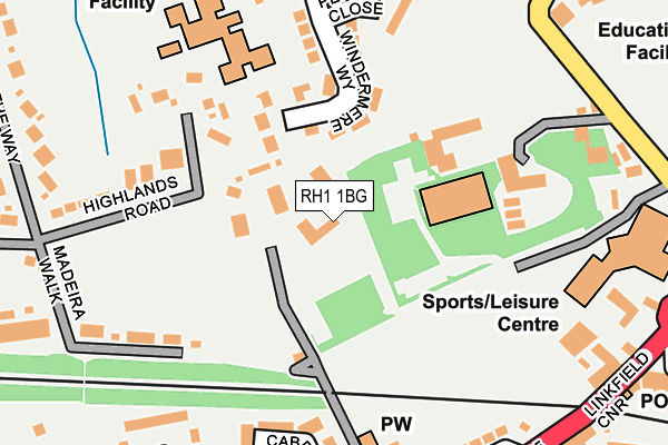 RH1 1BG map - OS OpenMap – Local (Ordnance Survey)