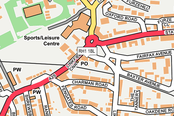 RH1 1BL map - OS OpenMap – Local (Ordnance Survey)