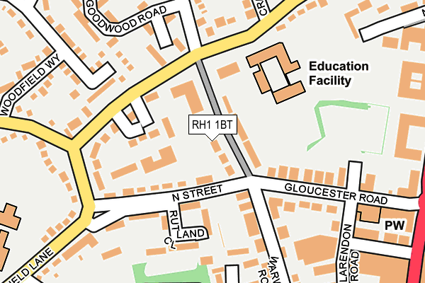 RH1 1BT map - OS OpenMap – Local (Ordnance Survey)