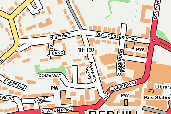 RH1 1BU map - OS OpenMap – Local (Ordnance Survey)