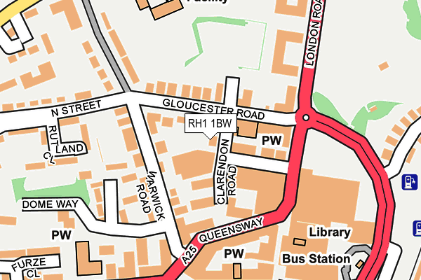RH1 1BW map - OS OpenMap – Local (Ordnance Survey)