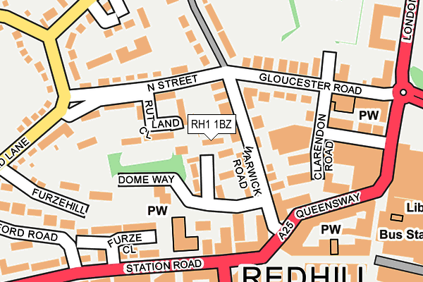 RH1 1BZ map - OS OpenMap – Local (Ordnance Survey)