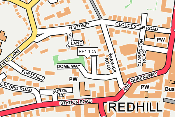 RH1 1DA map - OS OpenMap – Local (Ordnance Survey)