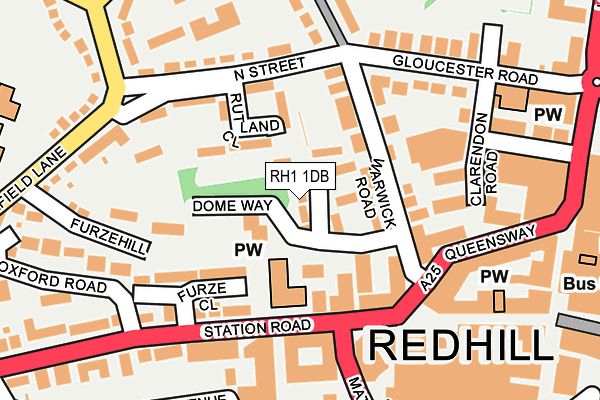 RH1 1DB map - OS OpenMap – Local (Ordnance Survey)