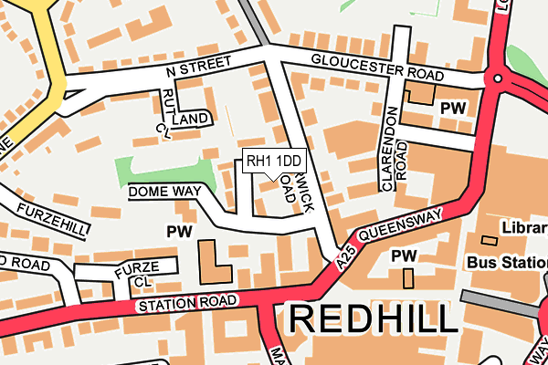 RH1 1DD map - OS OpenMap – Local (Ordnance Survey)
